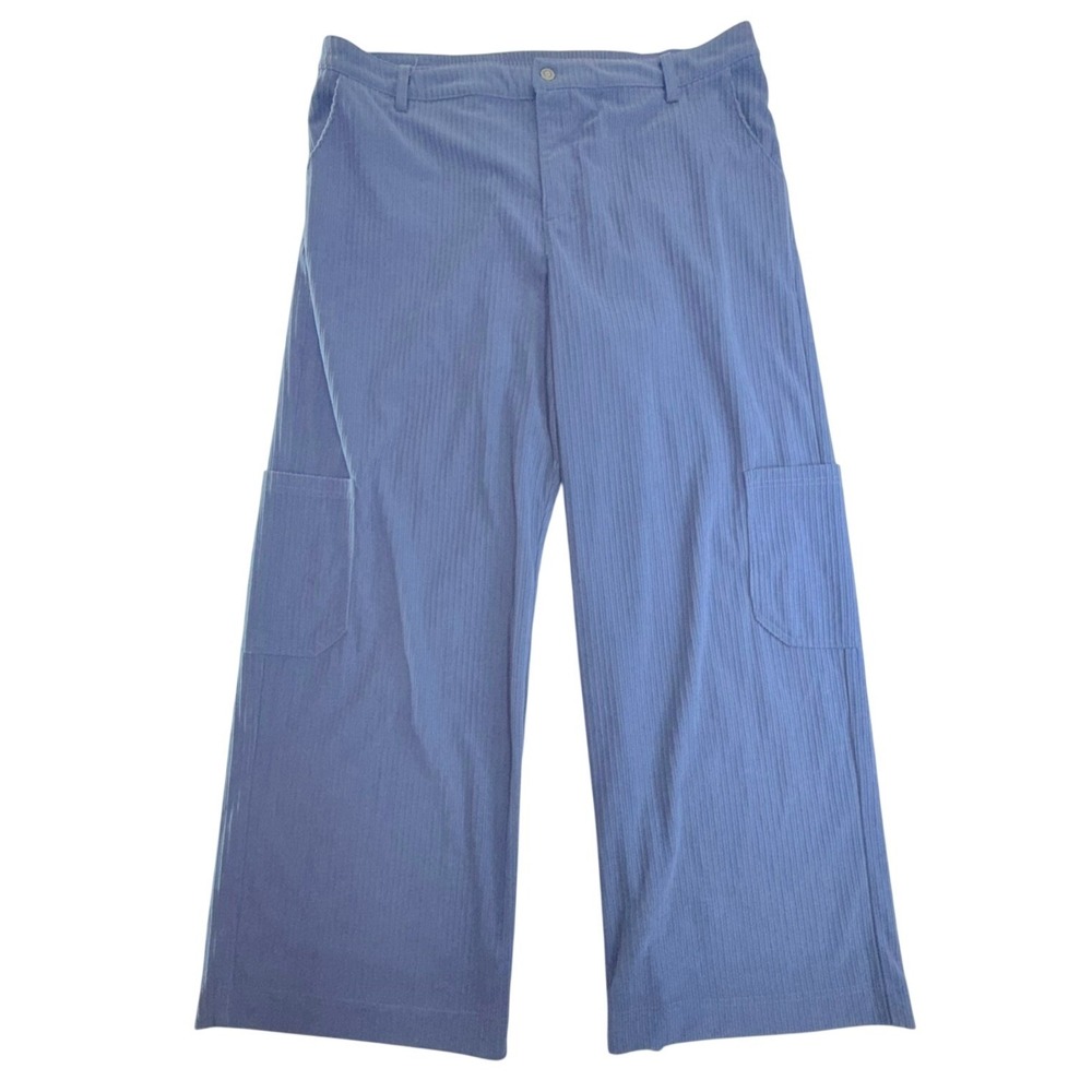 Wild Fable Cargo Pants Women XL Blue Corduroy Wide‎ Leg High Rise Pocket